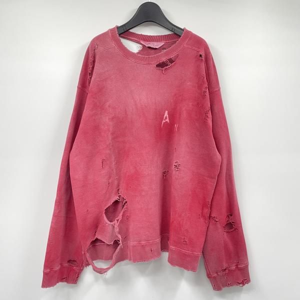 【中古】ANCELLM CRASH UNEVEN OVER SWEAT SHIRT サイズ1 レッド アンセルム[17]
