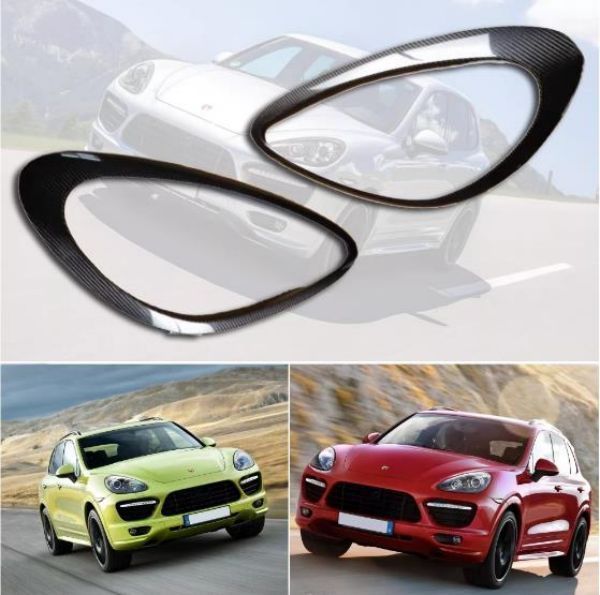 売れ筋ポルシェ カイエン 958 2011-2014 前期 フロント フォグランプ デコレーション ヘッドライト カバー カーボン 2Pcp1