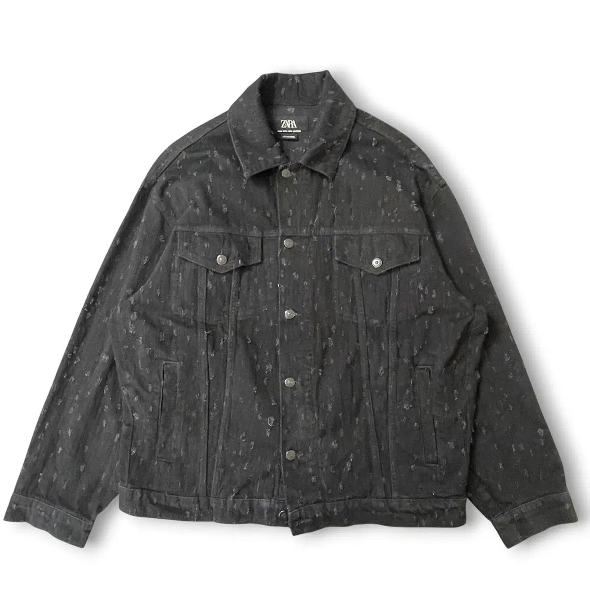 (105) ZARA ザラ マン NEW YORK EDITION エディション ブラック ダメージ デニム ジャケット