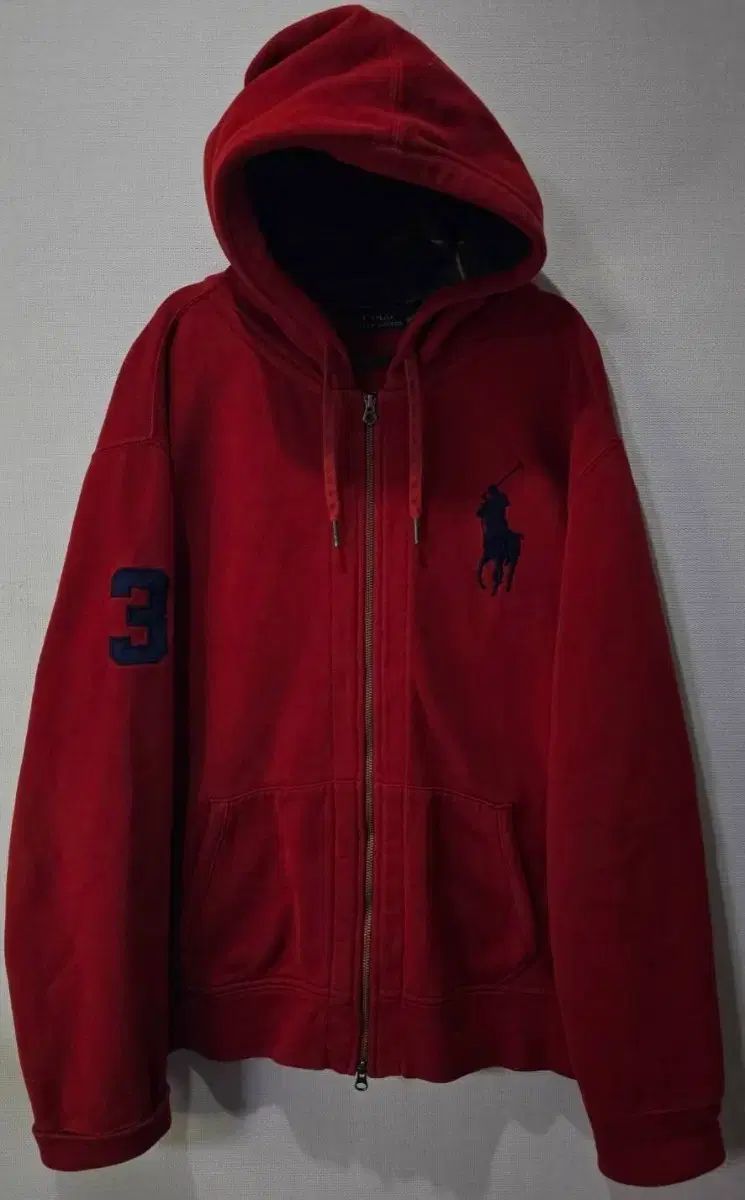 ポロビックポニーレッドCHECKフーディージップアップ 110/XXL