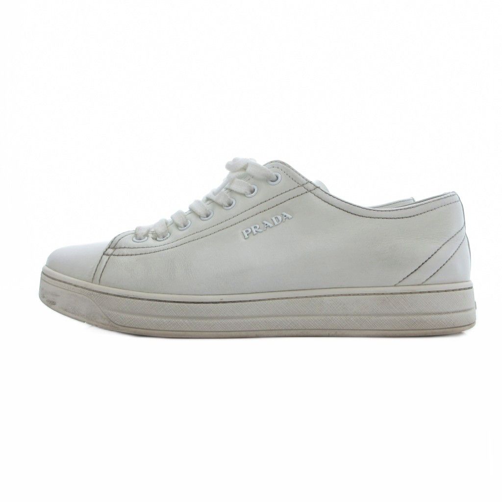 プラダスポーツ PRADA SPORT レザー ローカット スニーカー シューズ 38.5 白 ホワイト 3E6187 /UO ■GY62