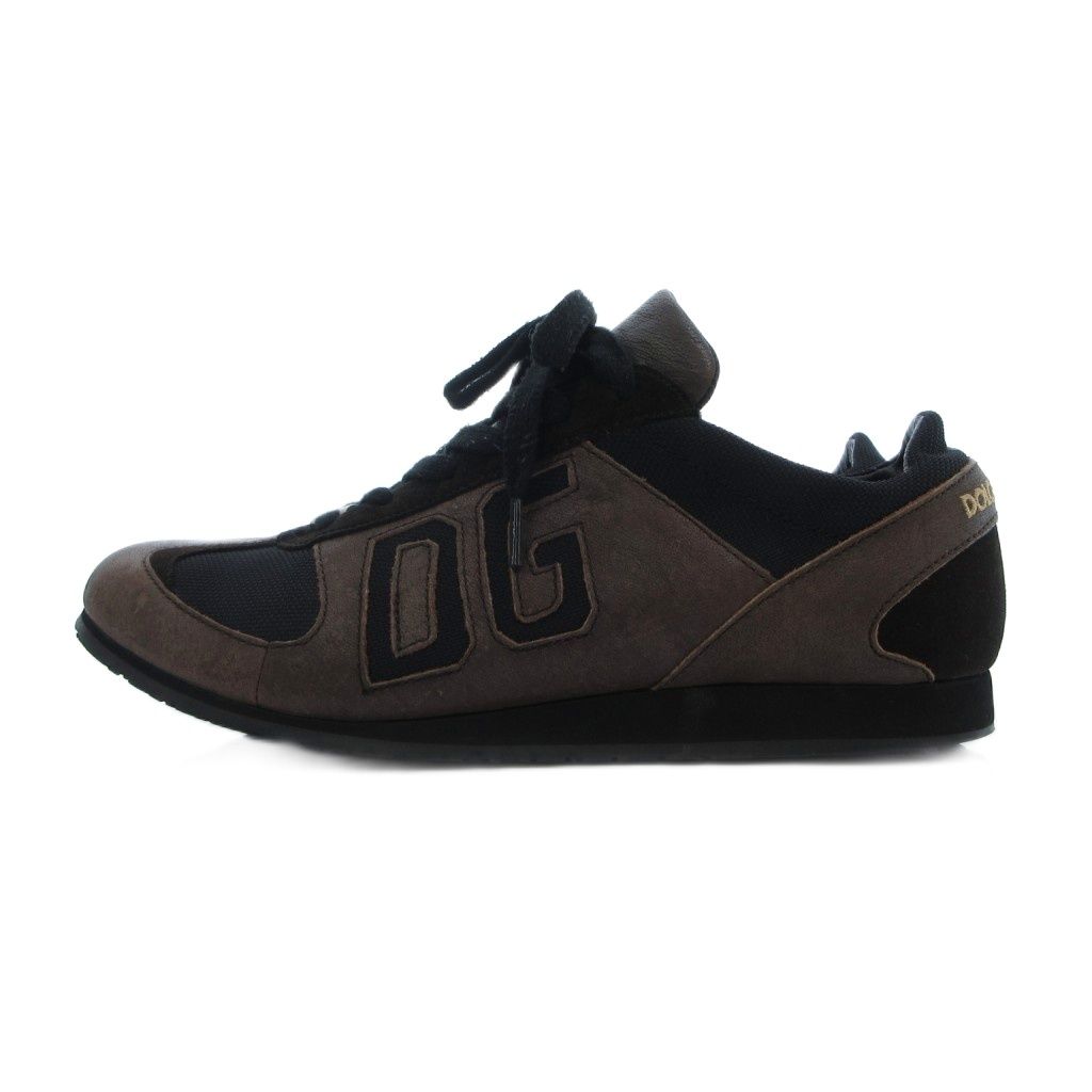 ドルチェ&ガッバーナ ドルガバ DOLCE&GABBANA レザー スニーカー シューズ DGロゴ 7 茶 ブラウン /UO ■GY62