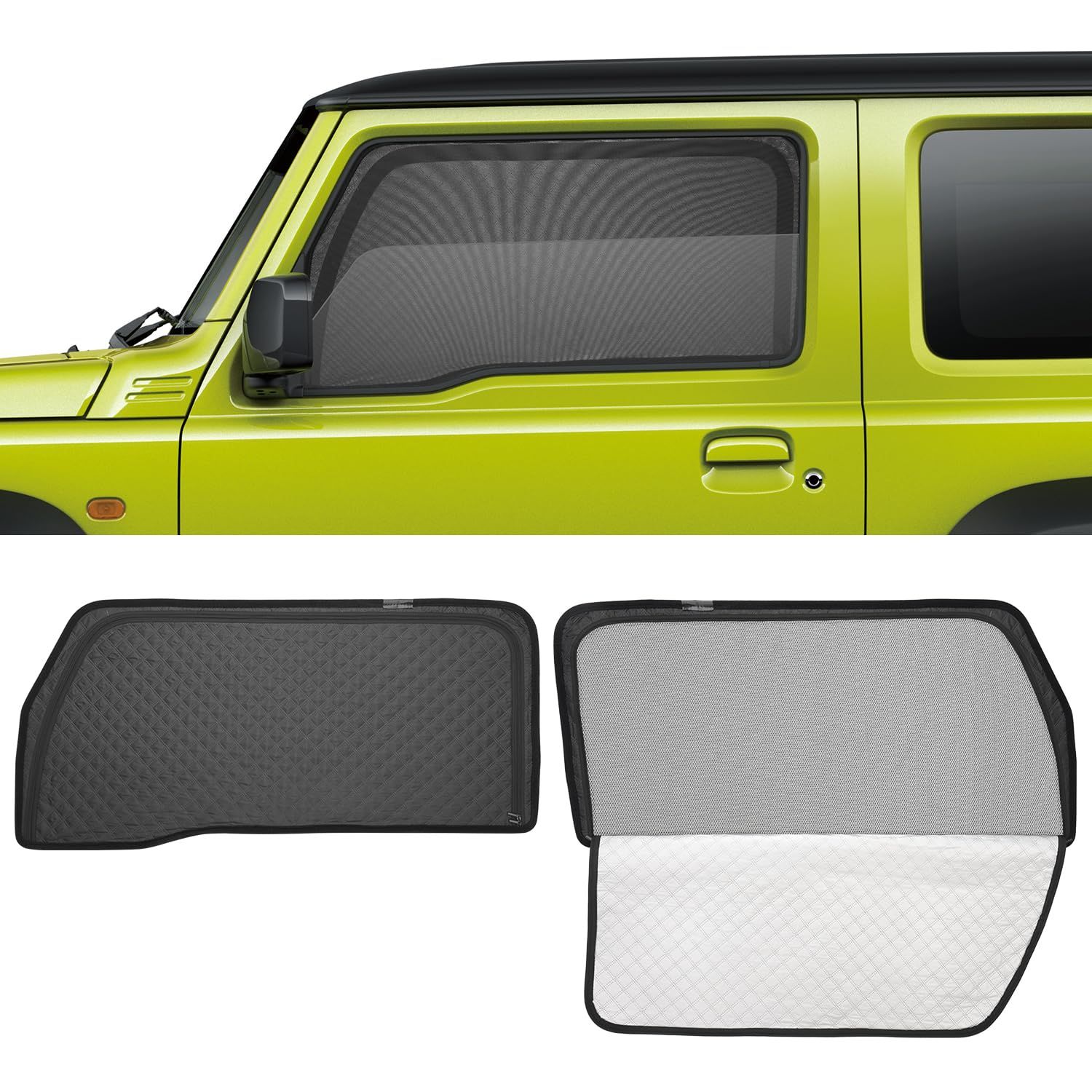 新型 ジムニー JB04系 サンシェード マグネット式 サイド用 2in1一体式 メッシュカーテン JIMNY JB64 JB74 車種専用 カーシェード 換気 断熱 日除け メッシュサンシェード 日焼け防止 UVカット 遮光カーテン 日差し 紫外線カットas