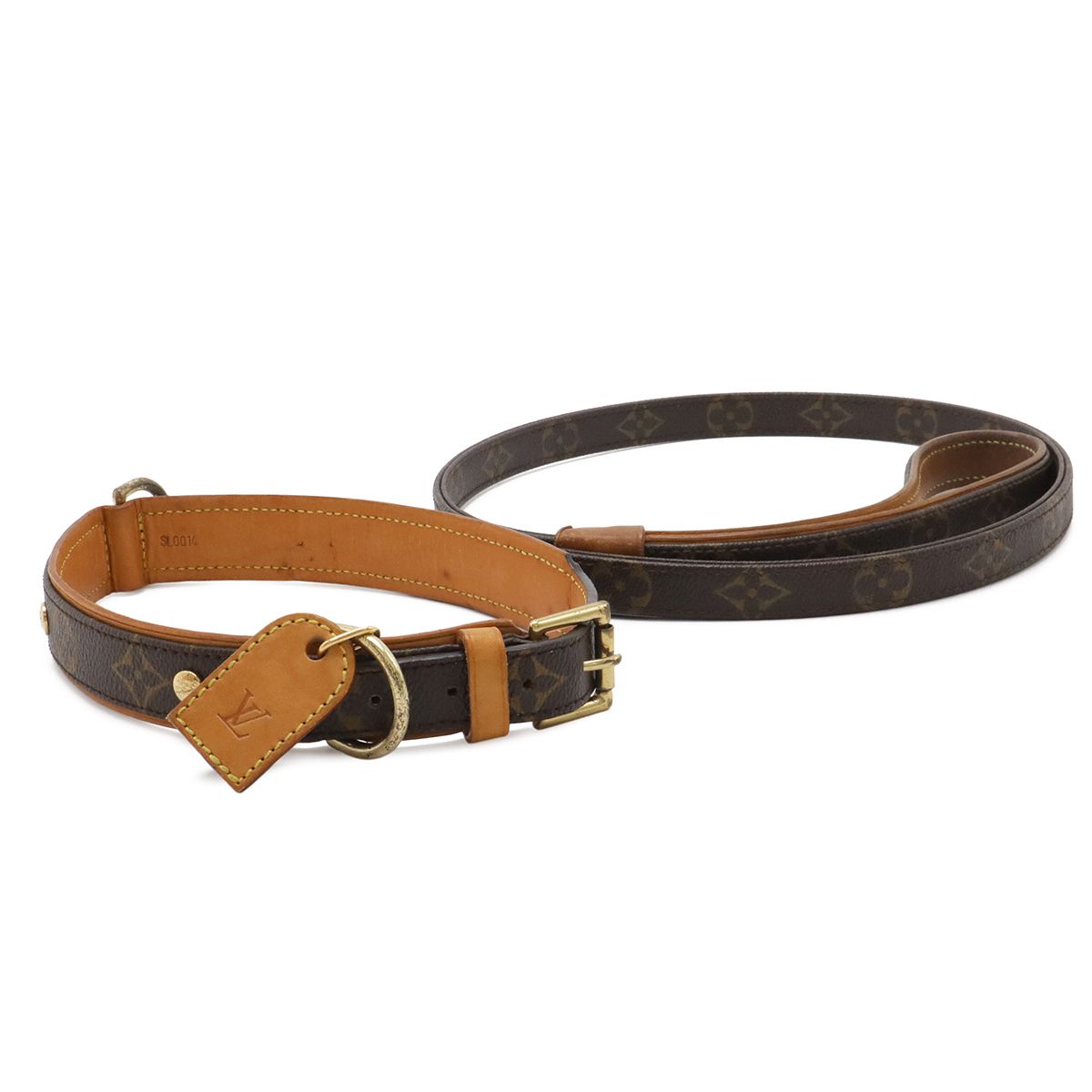 LOUIS VUITTON ルイ ヴィトン モノグラム レッス バクスターGM コリエ バクスターGM セット ドッグリード 首輪 ペット 犬 M58055 M58070
