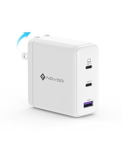 NOVOO 120W USB-C 急速充電器【業界最薄・超軽量・3台同時充電合計最大120W・2台同時充電合計最大60W・GaN III技術】PD3.0/QC3.0/PPS/SCP/PSE認証/折畳式プラグ/安全低温 PD 100W 充電器 18da8736