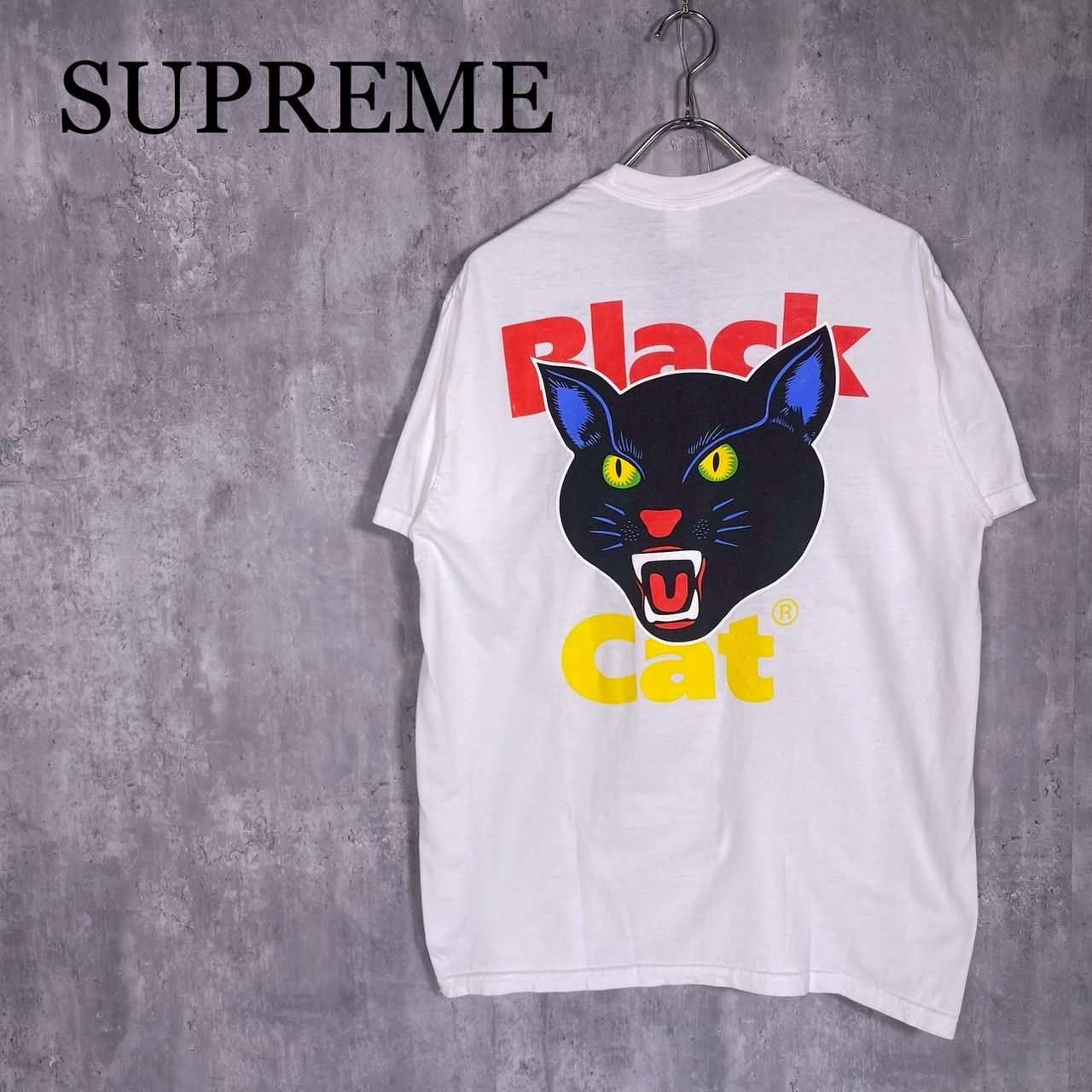 『SUPREME』シュプリーム (L) ブラックキャットプリントTシャツ 半袖