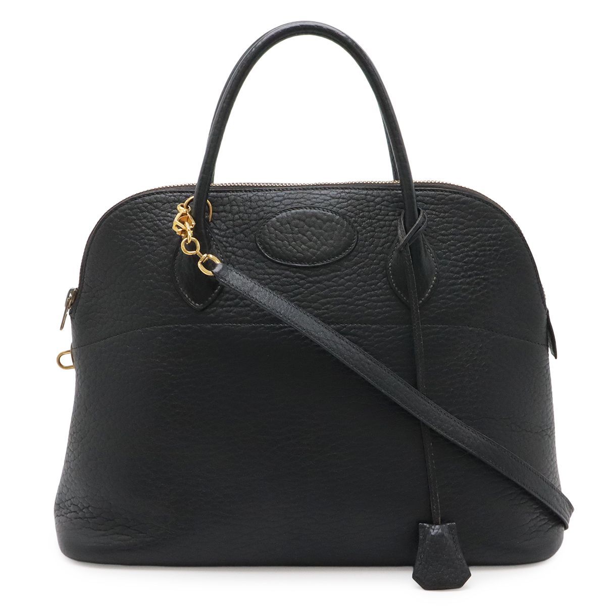 HERMES エルメス ボリード35 ハンドバッグ 2WAY ショルダーバッグ フィヨルド ブラック 黒 ゴールド金具 ○T刻印