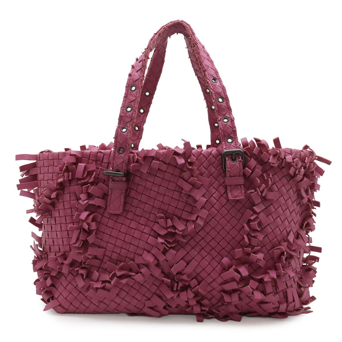 BOTTEGA VENETA ボッテガ ヴェネタ イントレチャート フリンジ トートバッグ ショルダーバッグ レザー パープルピンク 278480