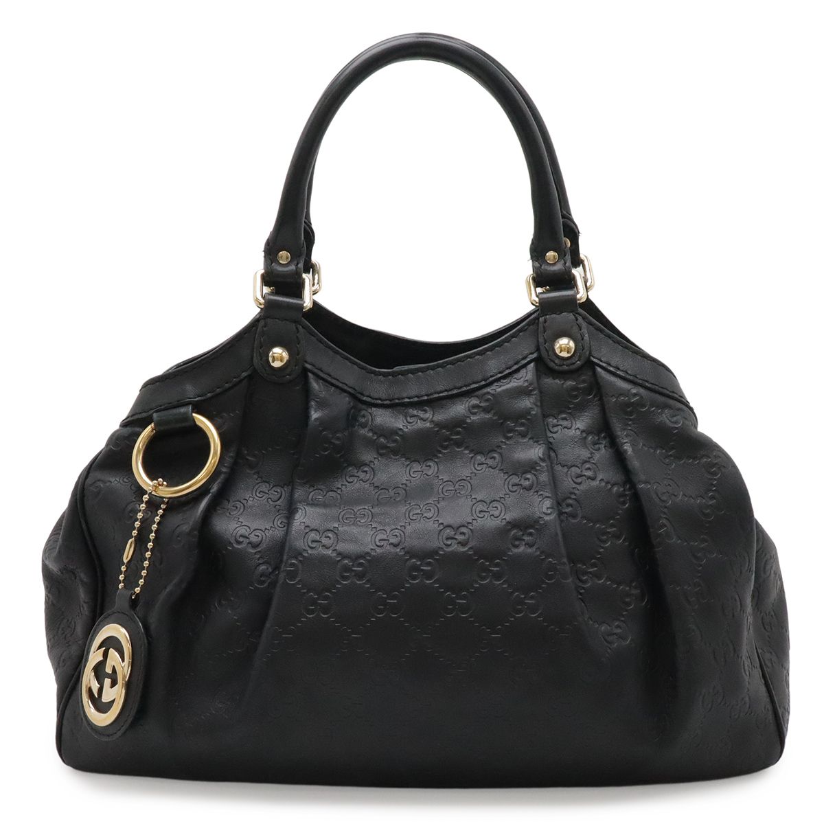GUCCI グッチ スーキー グッチシマ トートバッグ ハンドバッグ レザー ブラック 黒 ゴールド金具 211944
