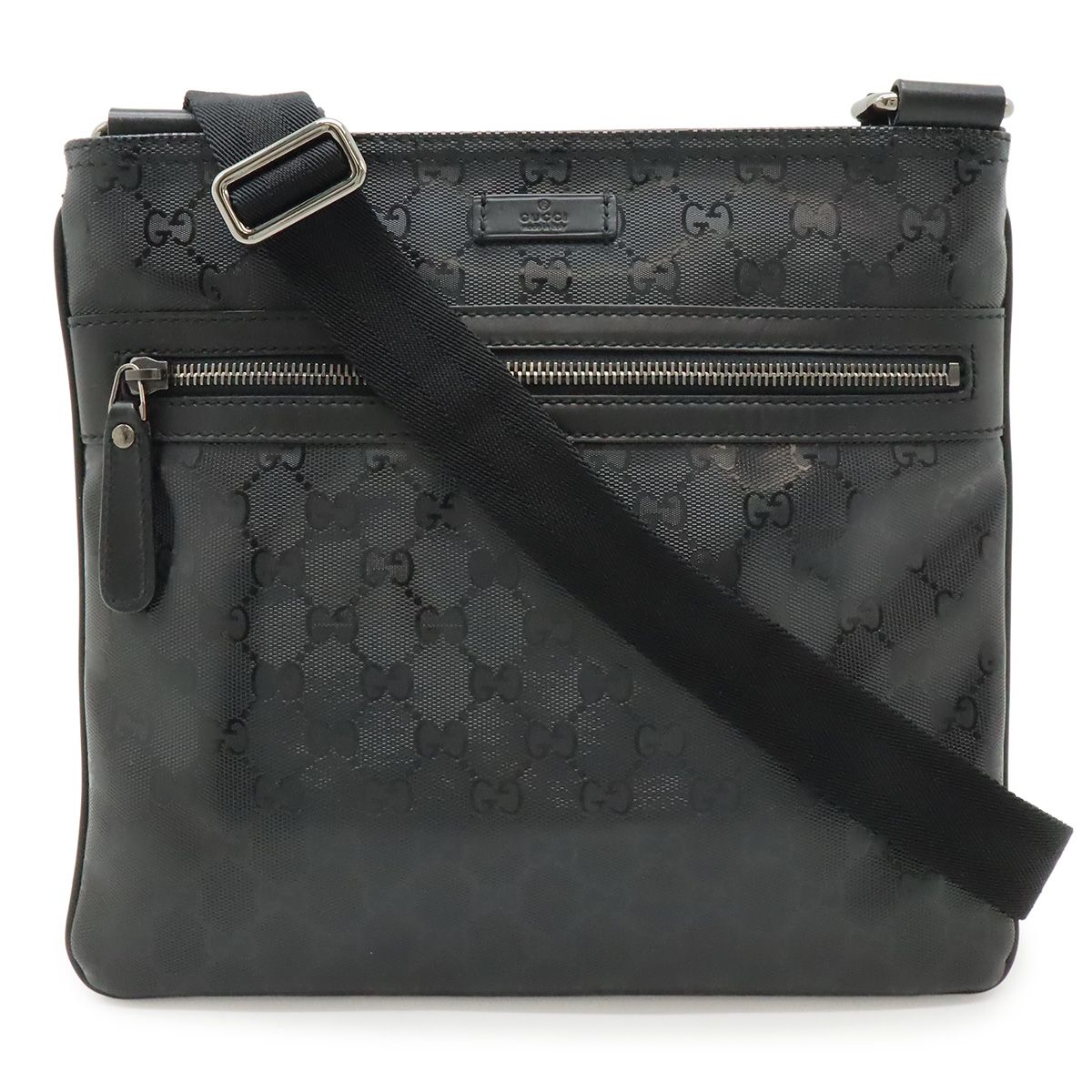 GUCCI グッチ GGインプリメ ショルダーバッグ 斜め掛けショルダー PVC レザー ブラック 黒 シルバー金具 295257