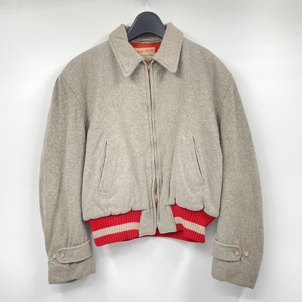 【中古】50s Field&Stream リブ2トーンジップジャケット サイズ表記なし グレー×レッド フィールドアンドストリーム[17]