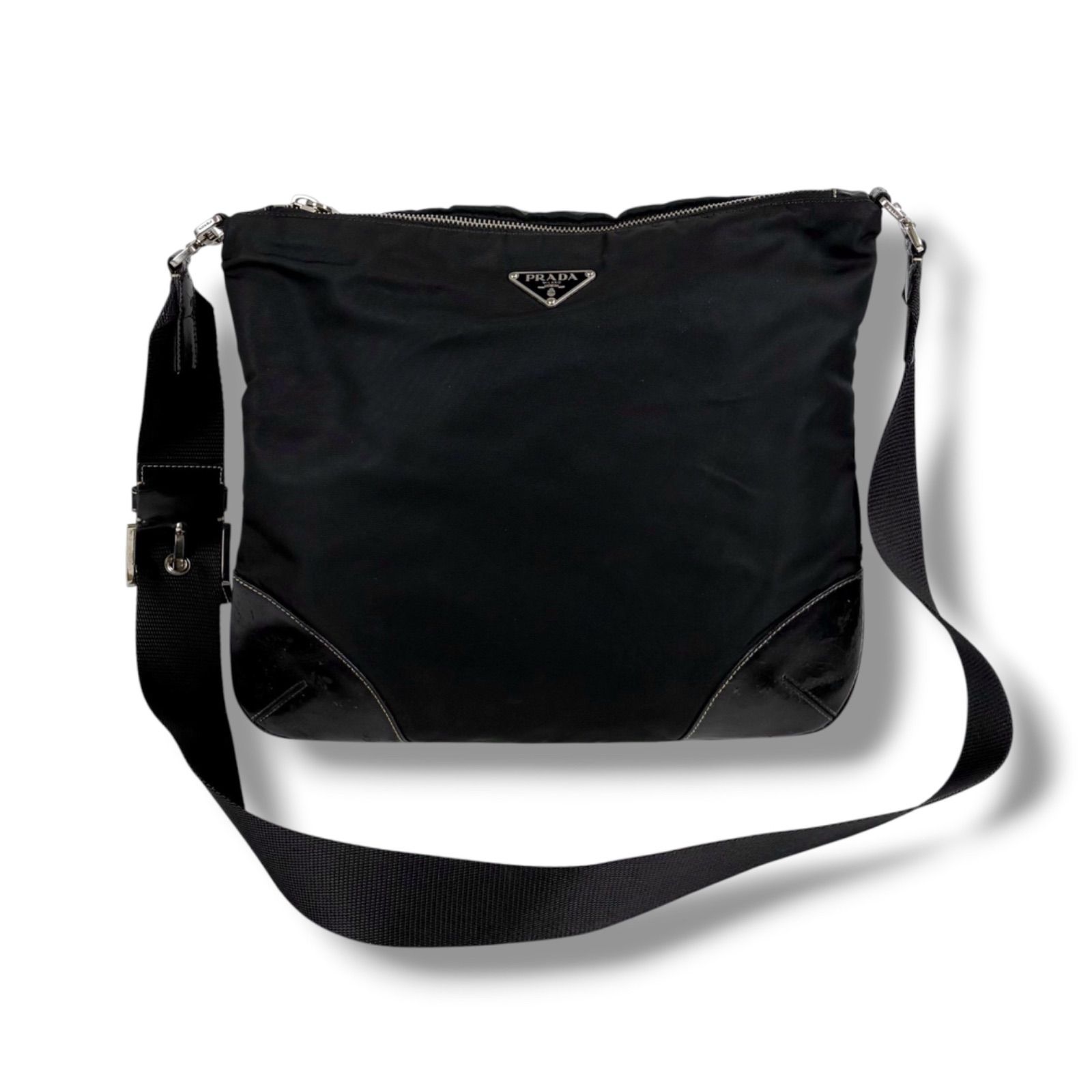 プラダ PRADA トライアングルロゴ ショルダーバッグ クロスボディバッグ ブラック NERO テスートナイロン
