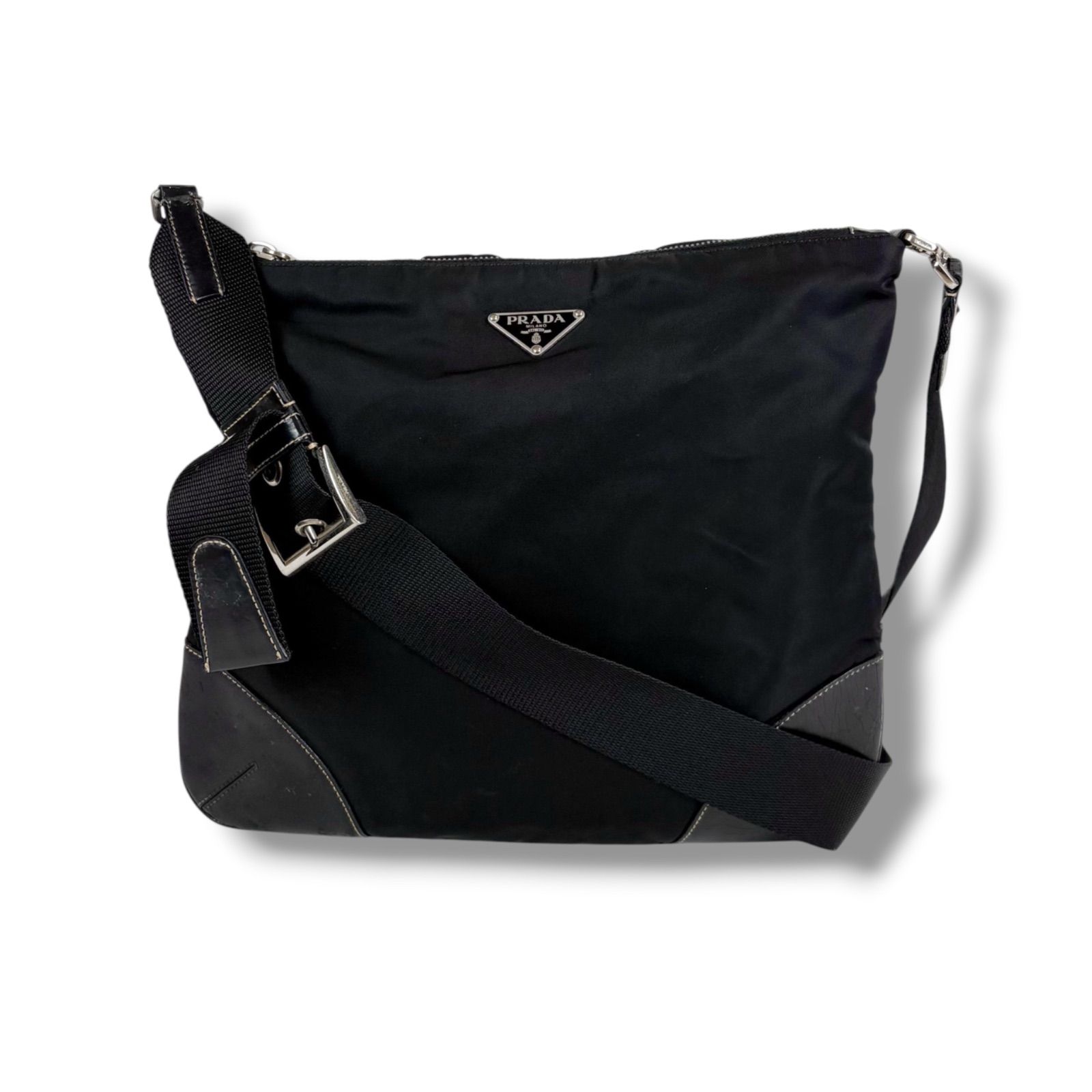 メンズ プラダ PRADA トライアングルロゴ ショルダーバッグ クロス