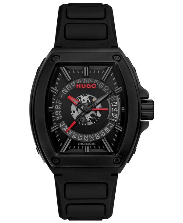 ヒューゴボス メンズ アクセサリー 腕時計 Hugo Boss Mens Hugo Id Quartz Basic Calendar Black Silicone Watch 4070mm Black ブラック