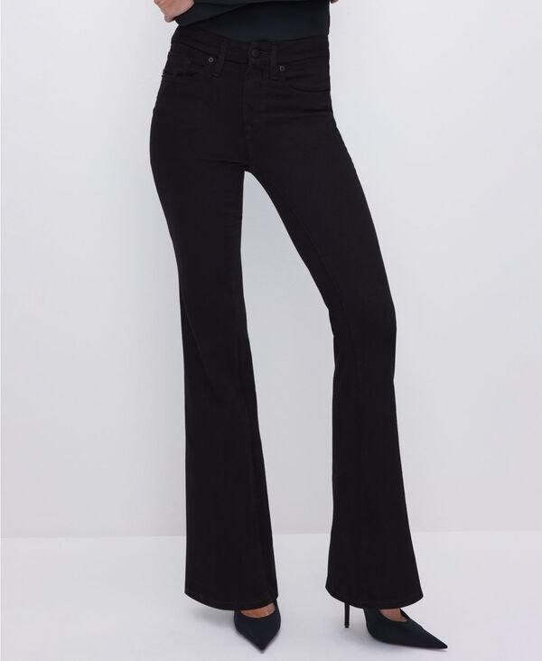 グッドアメリカン レディース ボトムス デニムパンツ プチ ジーンズ Good American Petite Never Fades Flared Jeans Black ブラック