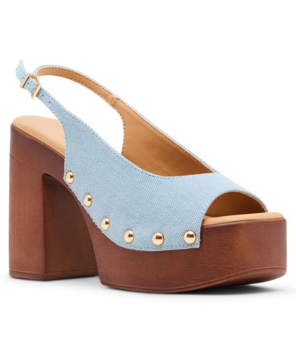 マッデンガール レディース シューズ パンプス プラットフォーム Madden Girl Womens Xanadu Wooden Platform Slingback Pumps Denim デニム