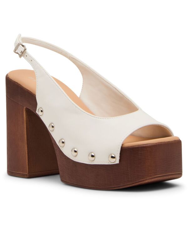 マッデンガール レディース シューズ パンプス プラットフォーム Madden Girl Womens Xanadu Wooden Platform Slingback Pumps Bone Smooth