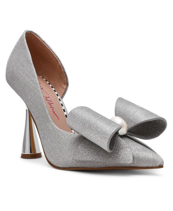ベッツィジョンソン レディース シューズ パンプス Betsey Johnson Womens Kyliee Embellished Bow Pumps Silver Sparkle シルバー