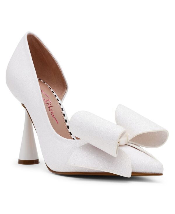 ベッツィジョンソン レディース シューズ パンプス Betsey Johnson Womens Kyliee Embellished Bow Pumps Ivory Sparkle アイボリー