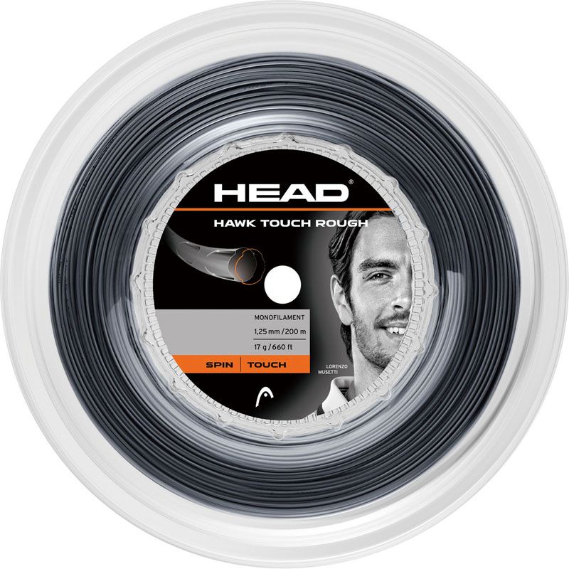 HEAD(ヘッド) ホーク タッチ ラフ リール 硬式テニス ストリングス 硬式テニスストリングス 281235、ブラック