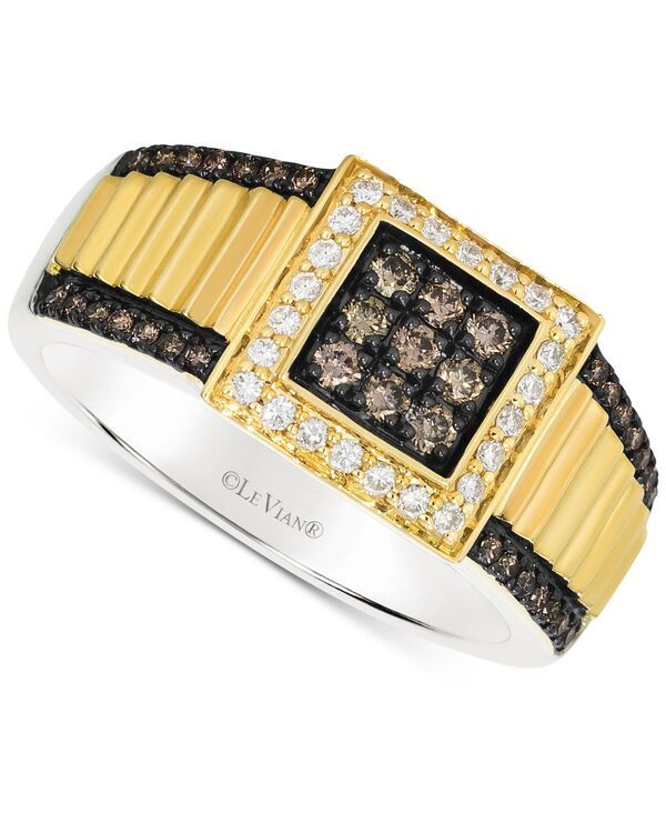 ル ヴァン レディース アクセサリー リング リブ Le Vian Chocolatier Mens Chocolate Diamond Vanilla Diamond Square Cluster Ribbed Ring 12 ct tw in 14k Go 298,710円