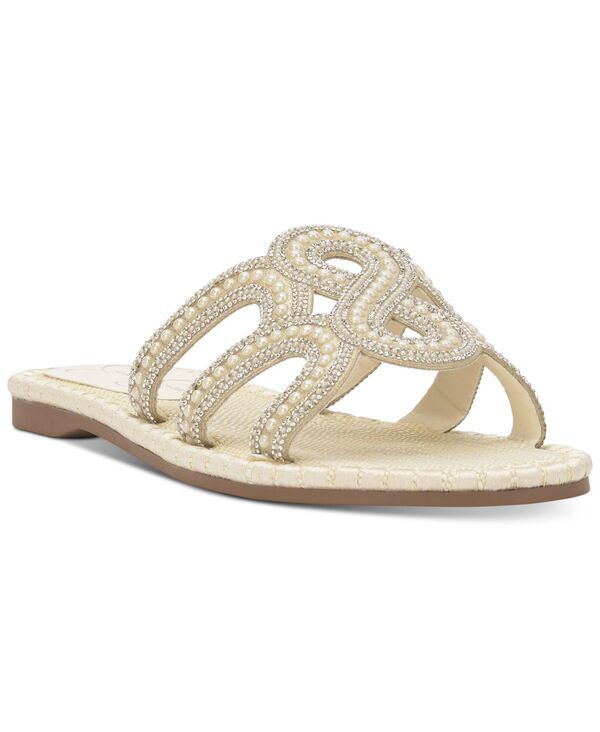 ジェシカシンプソン レディース シューズ サンダル Jessica Simpson Womens Bria Rhinestone Slide Sandals Soft Ivory Shine アイボリー