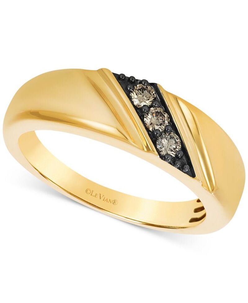 ル ヴァン メンズ アクセサリー リング Le Vian ChocolatierR Mens Chocolate Diamond Three Stone Diagonal Band 15 ct tw in 14k Yellow Gold イエロー