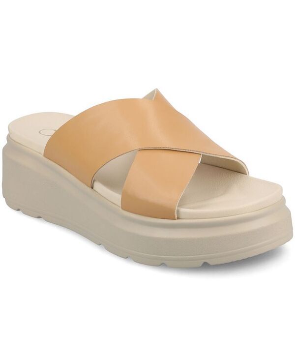 ジュルネ コレクション レディース シューズ サンダル Journee Collection Womens Cathie Crisscross SlipOn Wedge Sandals Tan タン