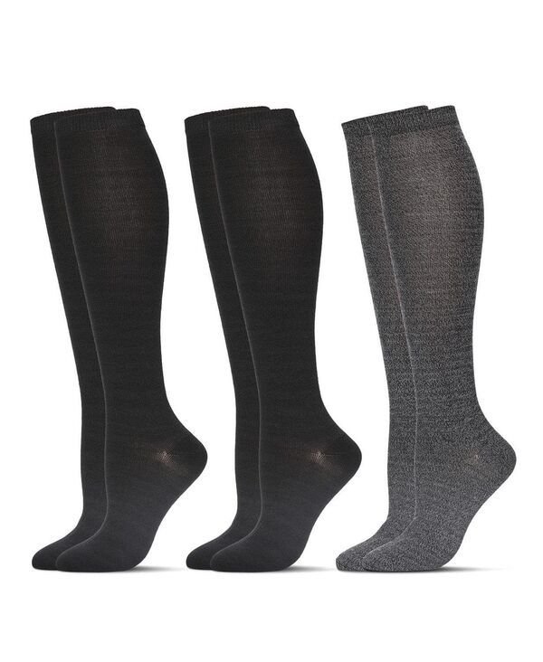 メモイ レディース アンダーウェア 靴下 MeMoi Womens 3 Pairs Buttersoft KneeHigh Socks Black marled ブラック