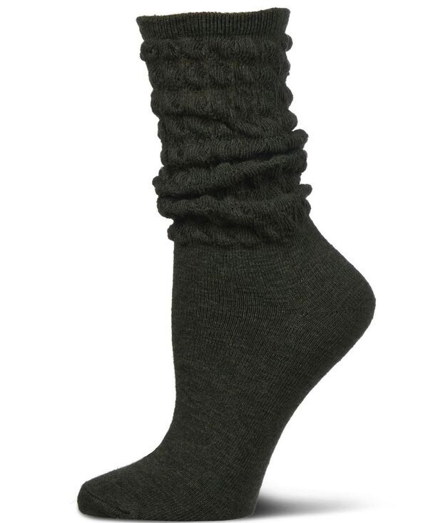メモイ レディース アンダーウェア 靴下 ニット MeMoi Womens Contessa Loose Knit Slub Extended Crew Socks Hunter green グリーン