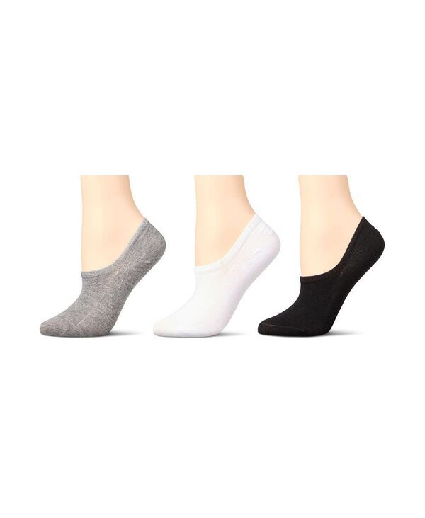 メモイ レディース シューズ スニーカー シルク MeMoi Womens 3 Pair SilkySoft No Show Rayon Blend Sneaker Liners Gray white black ホワイト
