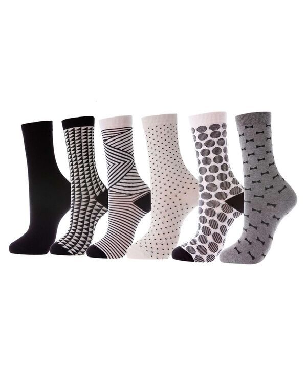 ミオマリオ レディース アンダーウェア 靴下 Mio Marino Womens Dress Crew Socks 6 Pack Sharp chic