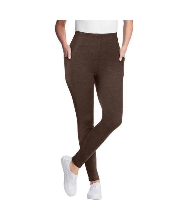 ウーマン ウィズイン レディース ボトムス レギンス プラスサイズ コットン Woman Within Plus Size Stretch Cotton Pocket Legging Chocolate チョコレート