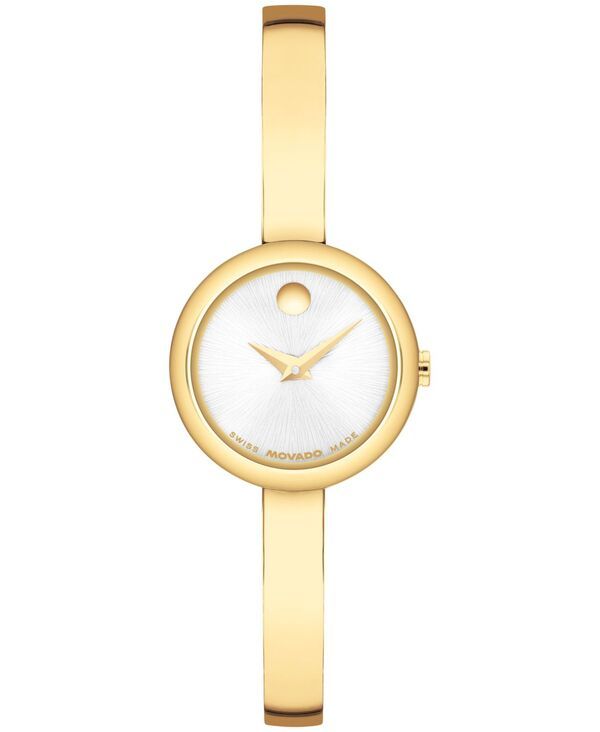 モバド レディース アクセサリー 腕時計 Tシャツ Movado Womens Museum Bangle Round Swiss Quartz Light Yellow Steel Watch 2150mm Goldtone ゴールド