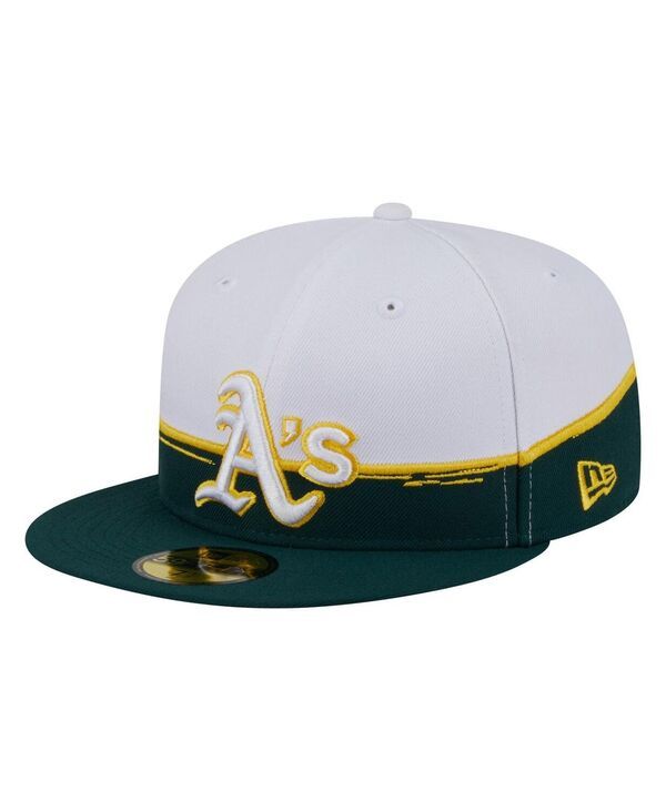 ニューエラ メンズ アクセサリー 帽子 New Era Mens GreenWhite Athletics Paint Stroke 59FIFTYFitted Hat Green White ホワイト