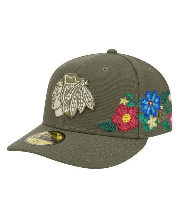 ニューエラ メンズ アクセサリー 帽子 フラワー New Era Mens Olive Chicago Blackhawks Tonal Florals 59FIFTY Fitted Hat Olive オリーブ