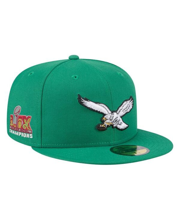 ニューエラ メンズ アクセサリー 帽子 New Era Mens Kelly Green Philadelphia Eagles Super Bowl LIX Champions Historic Side Patch 59FIFTY Fitted Hat K