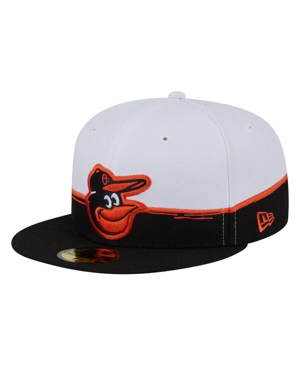 ニューエラ メンズ アクセサリー 帽子 New Era Mens BlackWhite Baltimore Orioles Paint Stroke 59FIFTYFitted Hat Black White ホワイト