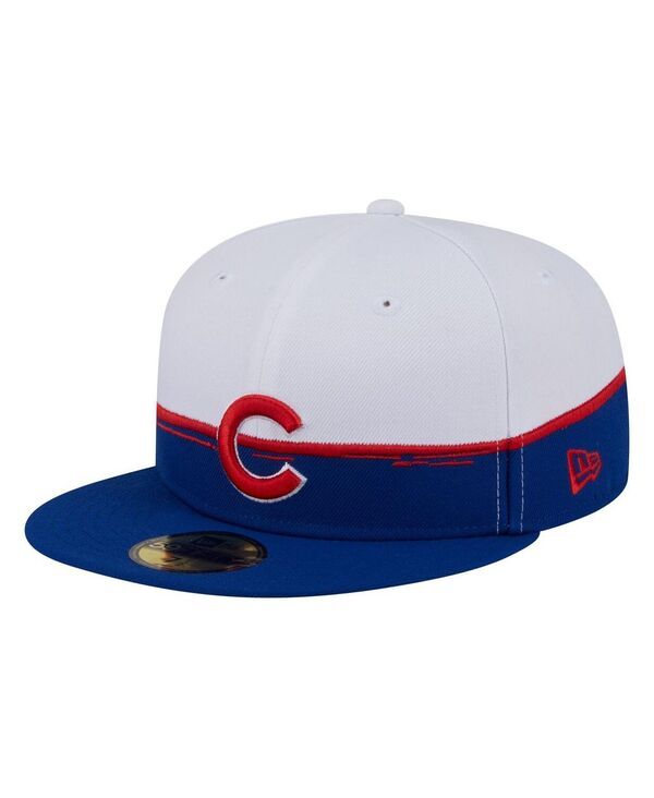 ニューエラ メンズ アクセサリー 帽子 New Era Mens RoyalWhite Chicago Cubs Paint Stroke 59FIFTYFitted Hat Royal White ホワイト
