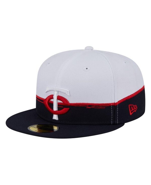 ニューエラ メンズ アクセサリー 帽子 New Era Mens NavyWhite Minnesota Twins Paint Stroke 59FIFTYFitted Hat Navy White ホワイト