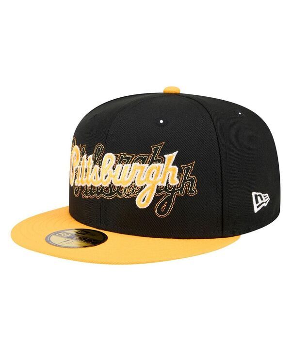 ニューエラ メンズ アクセサリー 帽子 New Era Mens Black Pittsburgh Pirates Shadow Stitch 59FIFTY Fitted Hat Black ブラック