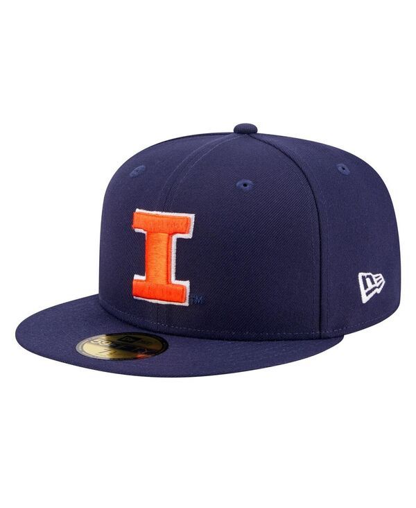 ニューエラ メンズ アクセサリー 帽子 New Era Mens Navy Illinois Fighting Illini 59FIFTY Fitted Hat Navy ネイビー