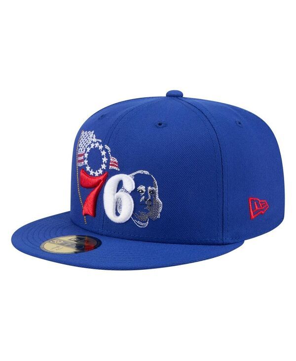 ニューエラ メンズ アクセサリー 帽子 New Era Mens Royal Philadelphia 76ers State Stitch 59FIFTY Fitted Hat Royal