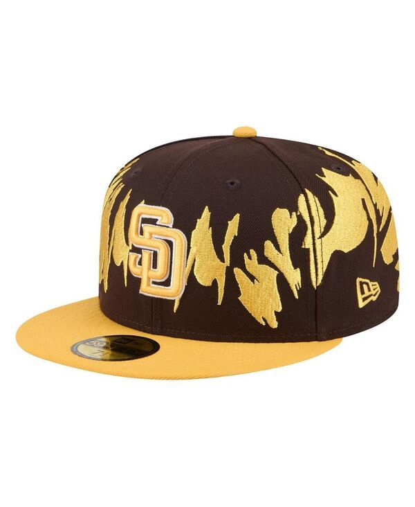 ニューエラ メンズ アクセサリー 帽子 New Era Mens BrownGold San Diego Padres Retro Pattern 59FIFTY Fitted Hat Brown Gold ブラウン