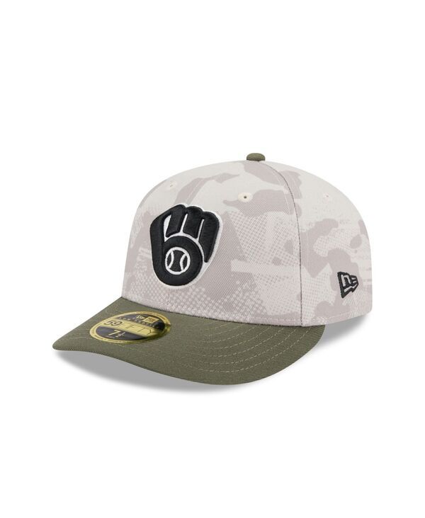 ニューエラ メンズ アクセサリー 帽子 New Era Mens Light BeigeOlive Milwaukee Brewers 2025 Armed Forces Day Low Profile 59FIFTY Fitted Hat Light Bei