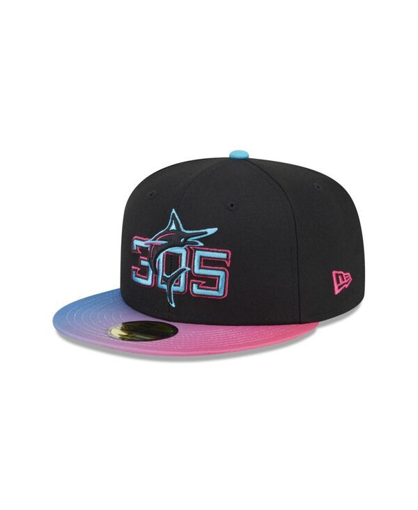ニューエラ メンズ アクセサリー 帽子 New Era Mens Black Miami Marlins 2025 City Connect 59FIFTY Hat Black ブラック
