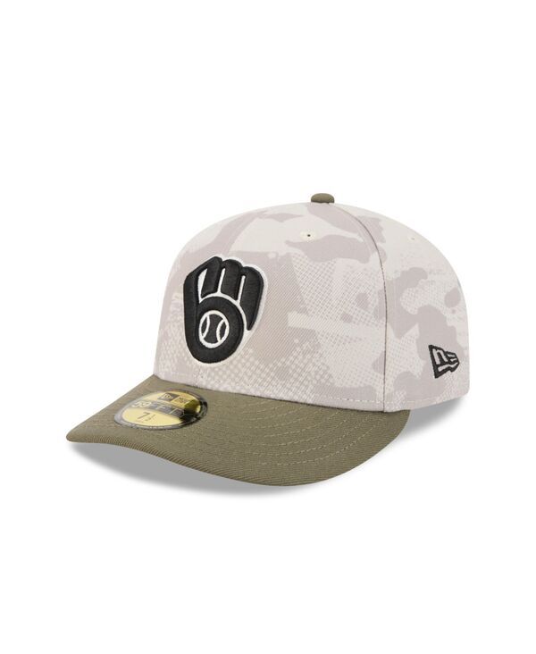 ニューエラ メンズ アクセサリー 帽子 New Era Mens Light BeigeOlive Milwaukee Brewers 2025 Armed Forces Day 59FIFTY Fitted Hat Light Beige Olive オリー