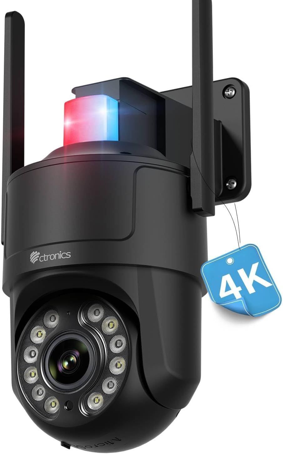 Ctronics 4K 防犯カメラ 屋外 自動追尾 屋外監視カメラ AI人/車/ペット検知 5G/2.4GWi-Fi 赤青ライト&サイレン搭載 声光威嚇 30mカラー暗視 スマホ・PC 対応 FTP/NVR 256GB TF/クラウド保存対応 7f61f816