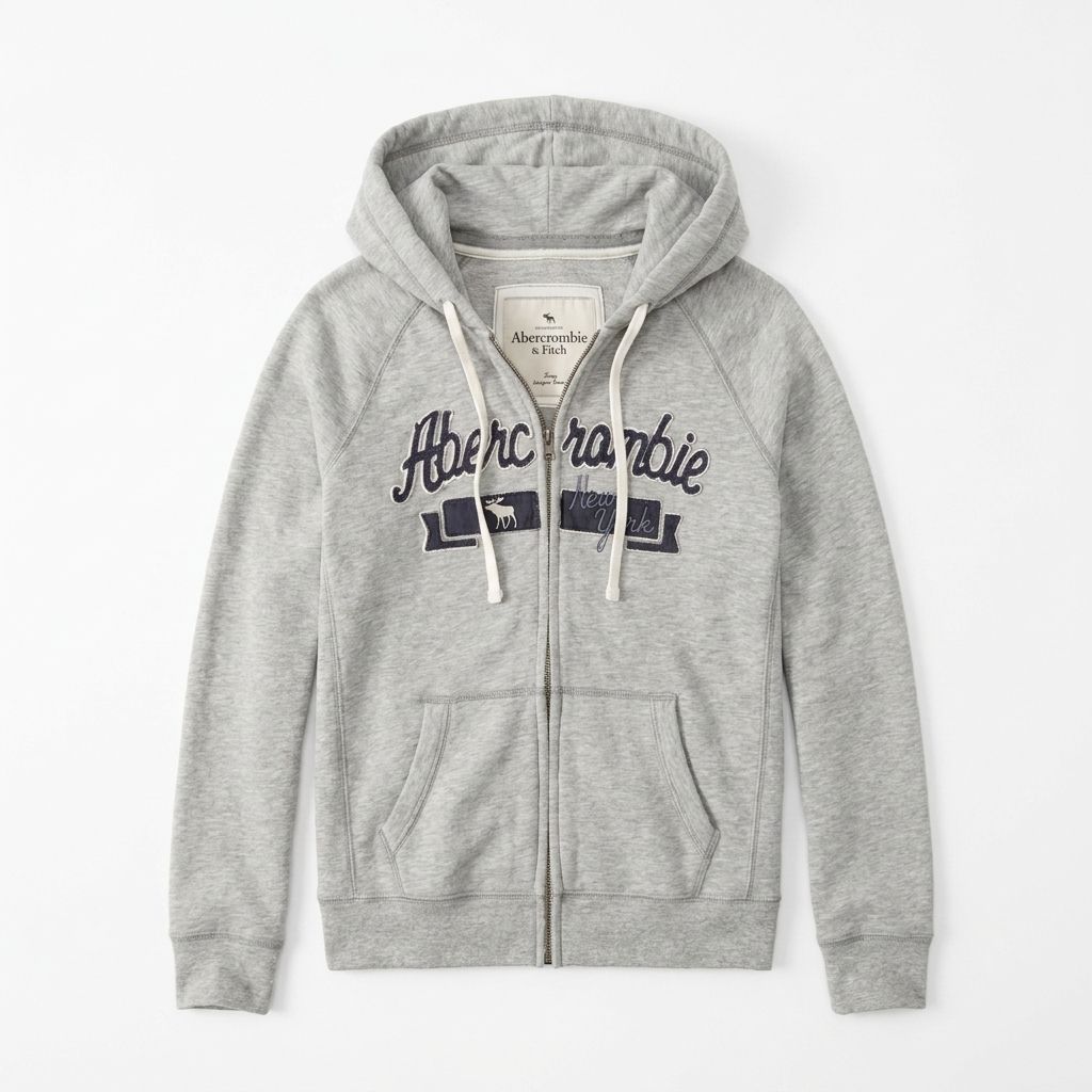 [RAA-21] Abercrombie&Fitch パーカー ジップアップ ロゴ グレー