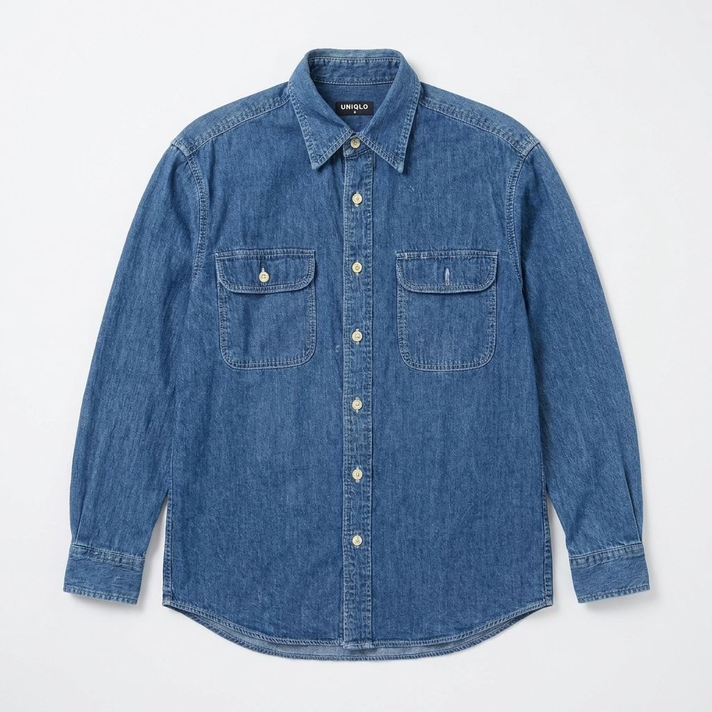 [RA-21] UNIQLO ユニクロ デニムシャツ 長袖 メンズ Sサイズ